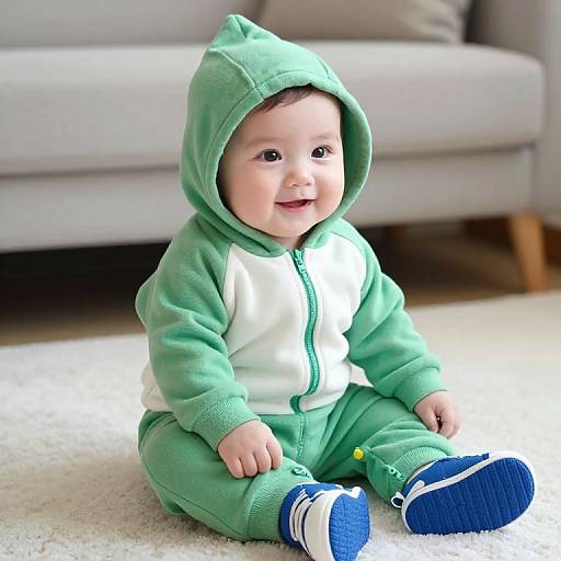 Adorable Baby in Cozy Green Outfit