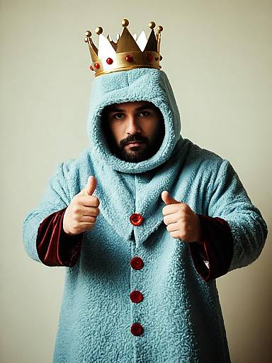 Man in Whomp King Costume Giving Thumbs Up