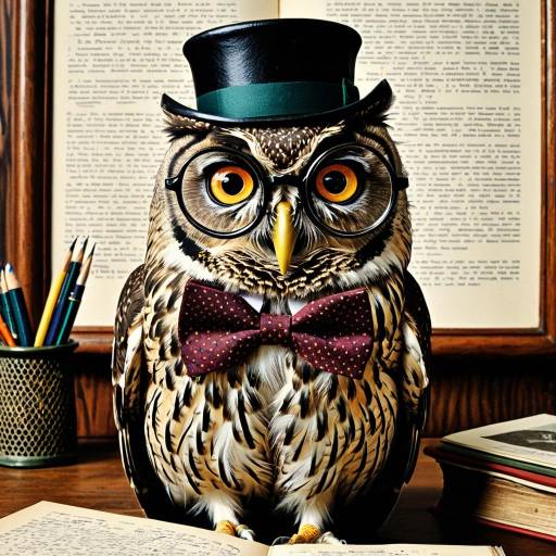 Vintage Owl in a Cozy Study Scene