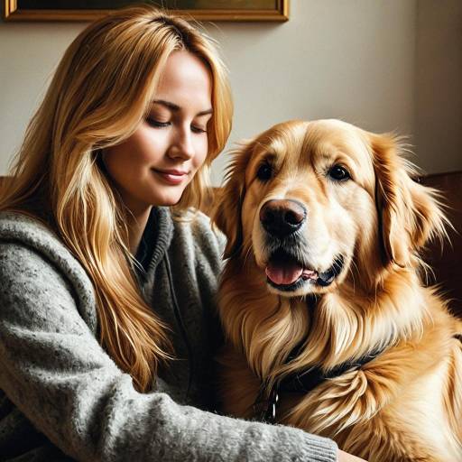 Woman with Golden Retriever Dog