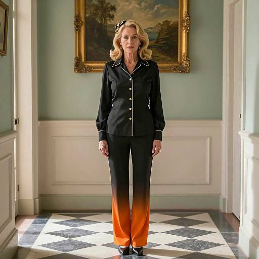 Elegant Nancy Drew Costume in Sunlit Hallway