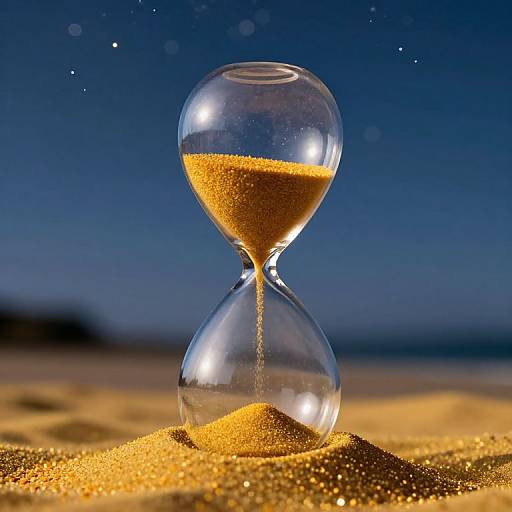 Transparent Hourglass on Golden Sand