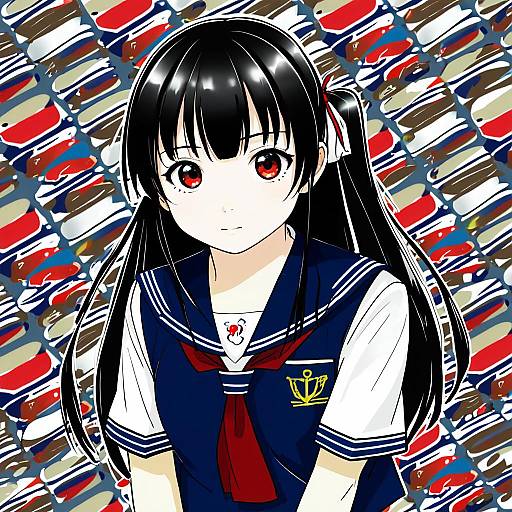 Illustration of Munetani mashiro, high school fleet in the style of Shuga (soranote)