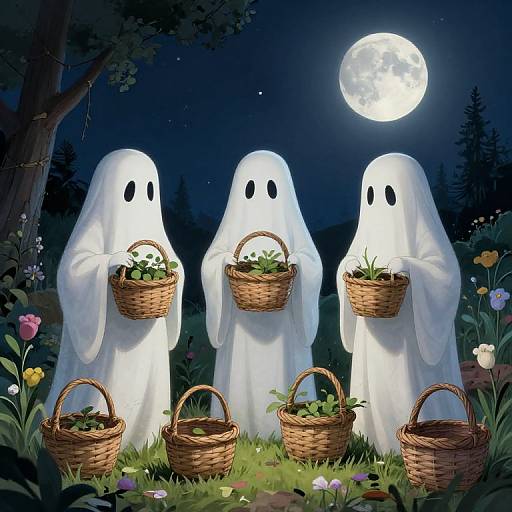 Ghosts Gathering Memories Beneath Moon