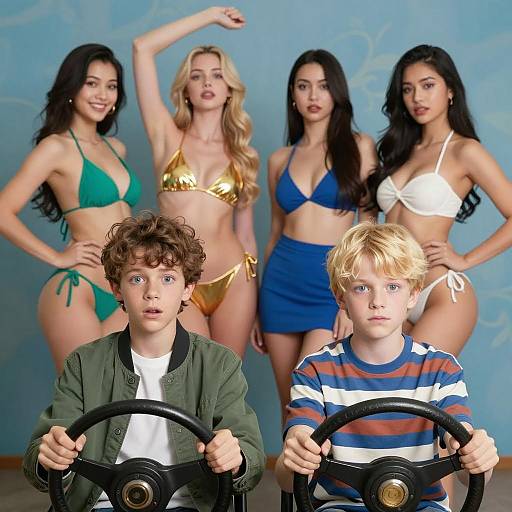 Group of Friends in Blue Background