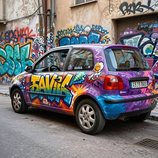 Tavria Car with Bold Graffiti Art