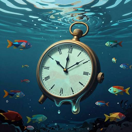 Surreal Melting Timepiece Underwater