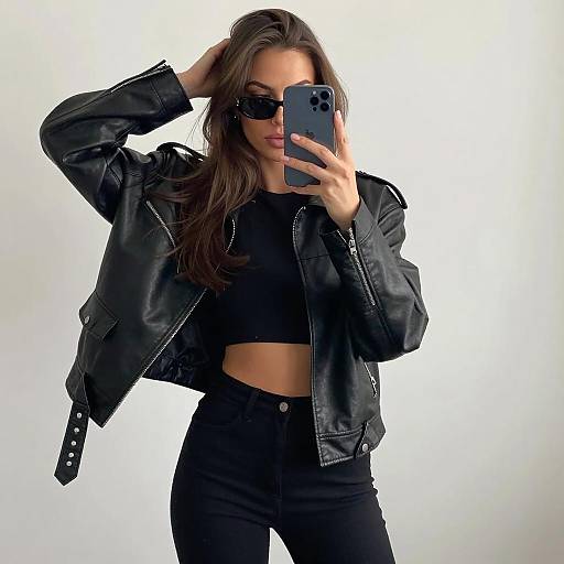 Stylish Mirror Selfie with Brown Hair