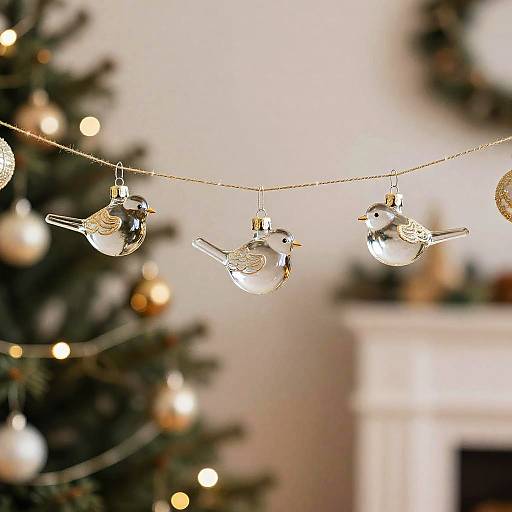Glass Bird Decorations on Christmas Tree