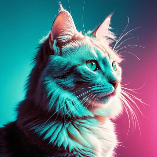 Retro-Inspired Cat Profile in Neon Light