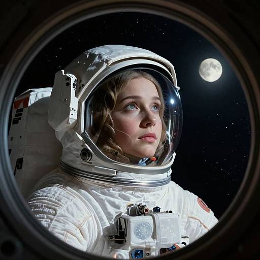 Surreal Astronaut in Moonlit Contemplation