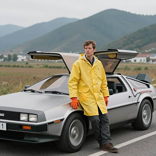 Man in Raincoat by Silver DeLorean