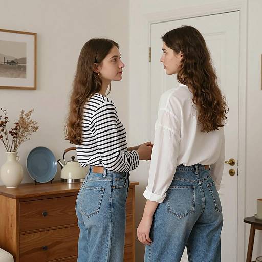 Two Young Women in Cozy Room