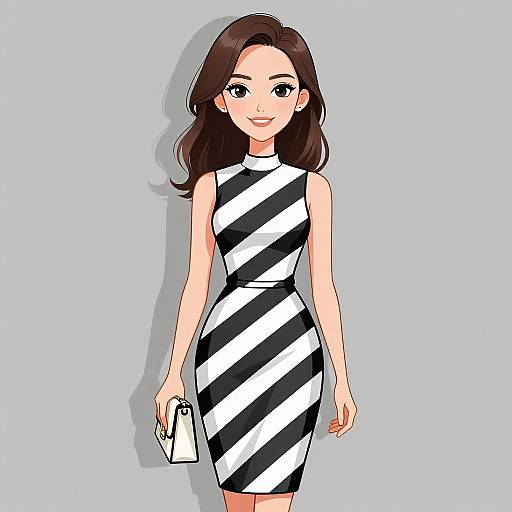 Mod Style Woman in Striped Dress
