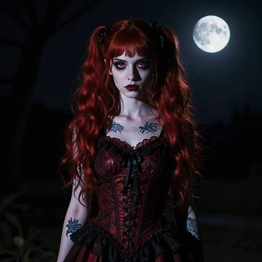Hyper Realistic Gothic Woman in Moonlight