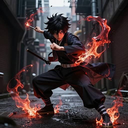 Fierce JJK Sorcerer in Urban Battle