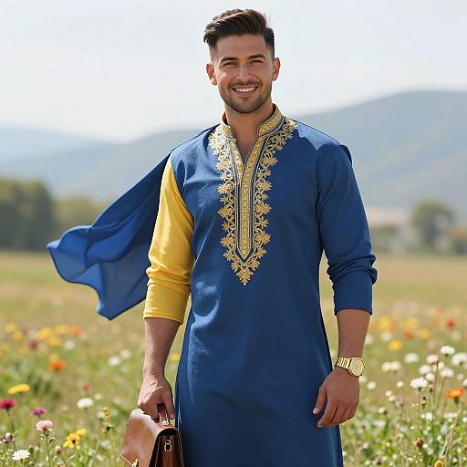 Confident Man in Elegant Outdoor Attire