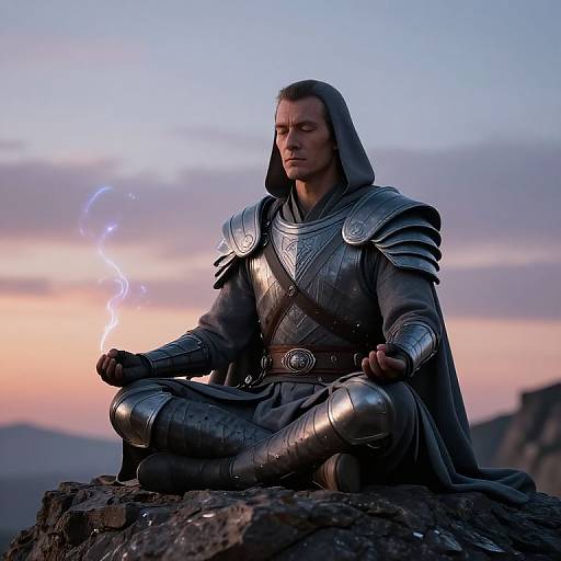 Epic Grey Jedi Meditating at Twilight