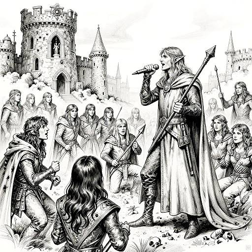 Elven Bard Performing to Enchanted Crowd