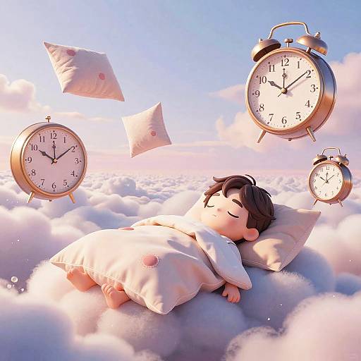 Surreal Dreamscape with Floating Clocks