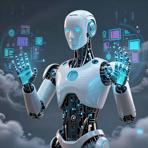 Humanoid Robot Projecting Digital Data