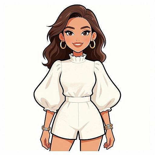 Chic Woman in Textured White Romper