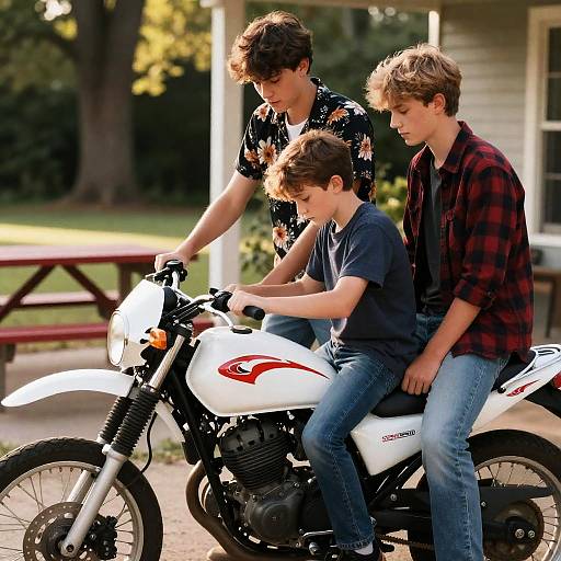 Teenage Friends with a Cool Motorcycle
