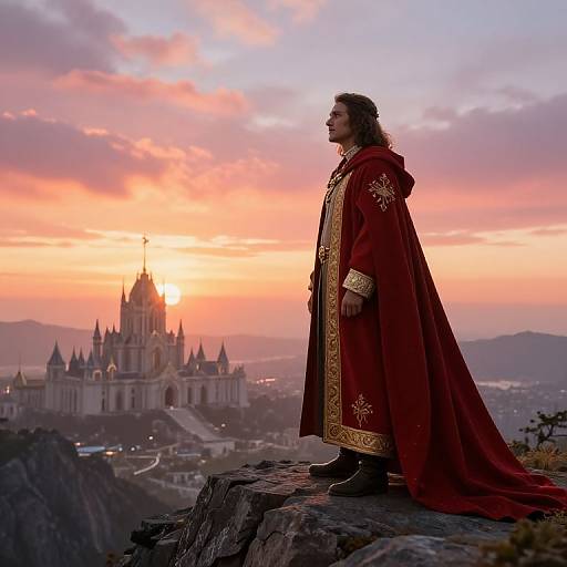 Epic Fantasy Leader Overlooking Kingdom