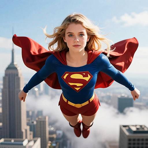 Superheroine in Cinematic Sky Pose