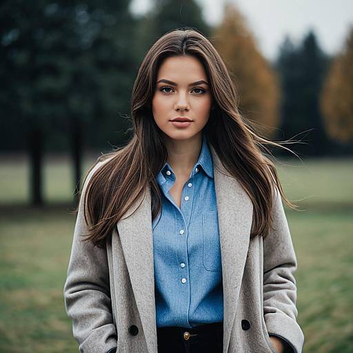 Young Woman in Cashmere Coat Outdoors