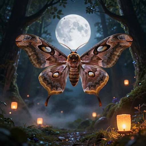 Giant Deathhead Moth in Enchanted Forest