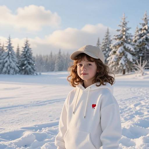 Confident Girl in Serene Snowy Landscape