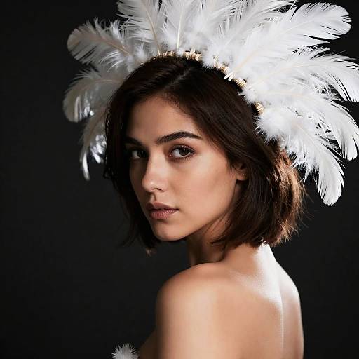 Woman with White Feather Headdress