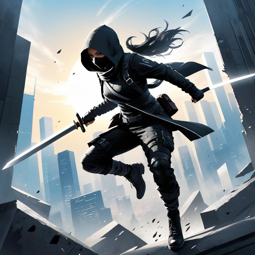 Stealthy Assassin in Urban Landscape