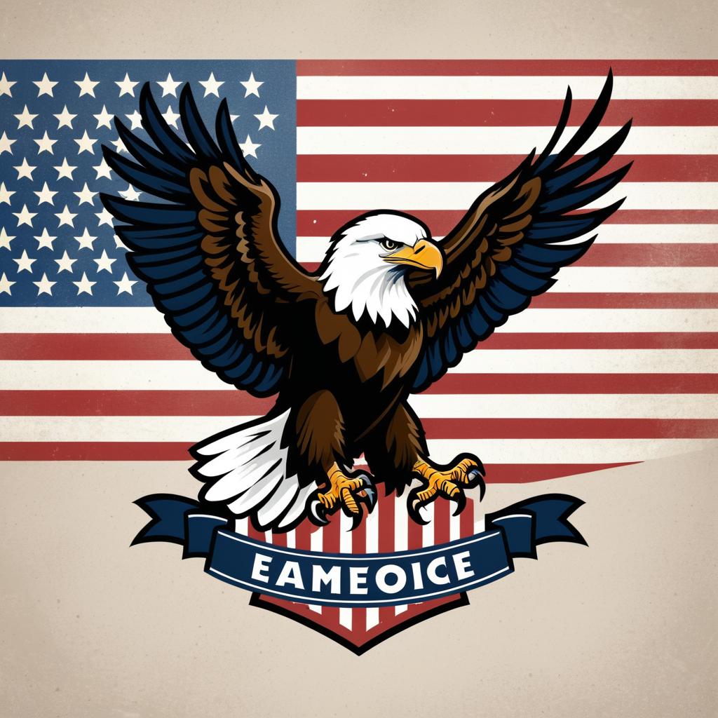 Vintage Rustic Bald Eagle Logo Design