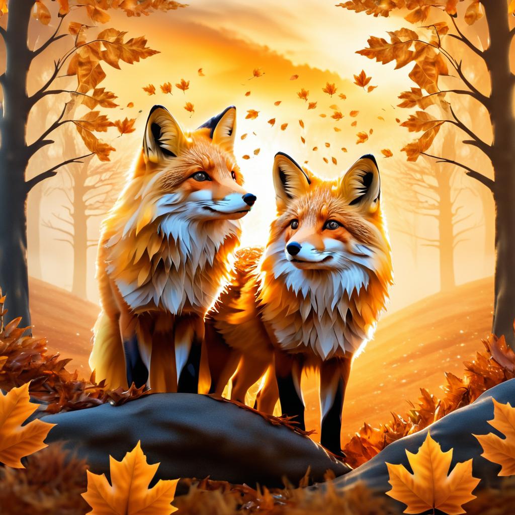 Surreal Foxes in Autumn Landscapes