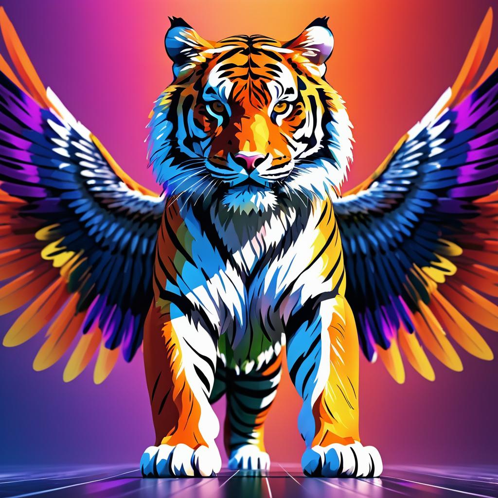 Majestic Winged Tiger in Vibrant Realism