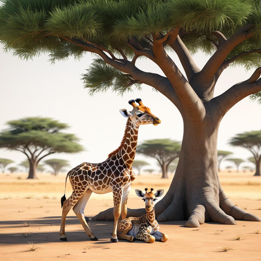 Photorealistic Baby Giraffe in Africa