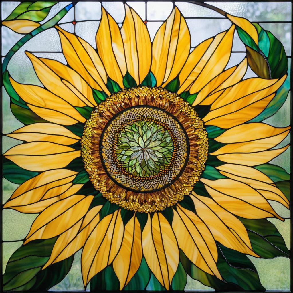 Stunning Sunflower Stained Glass Artwork