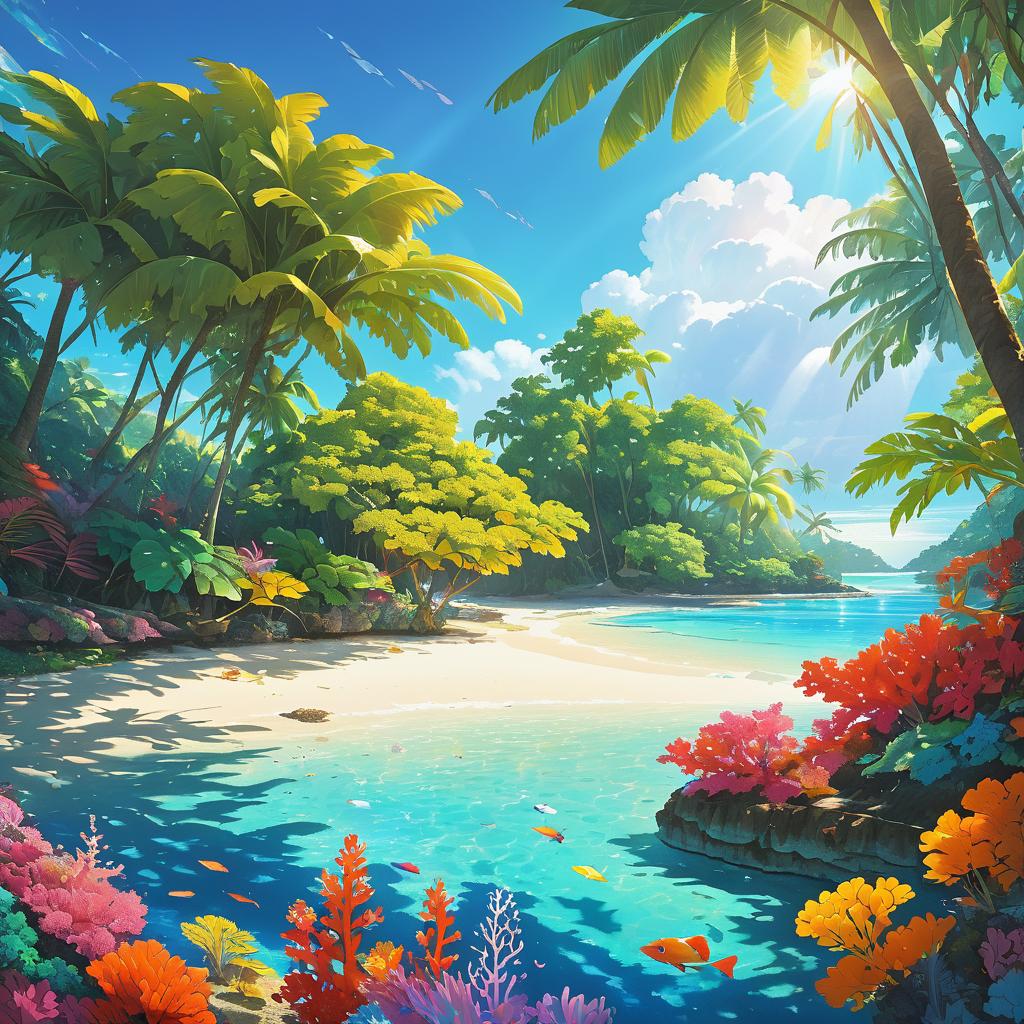 Vibrant Secluded Cove with Coral Reef