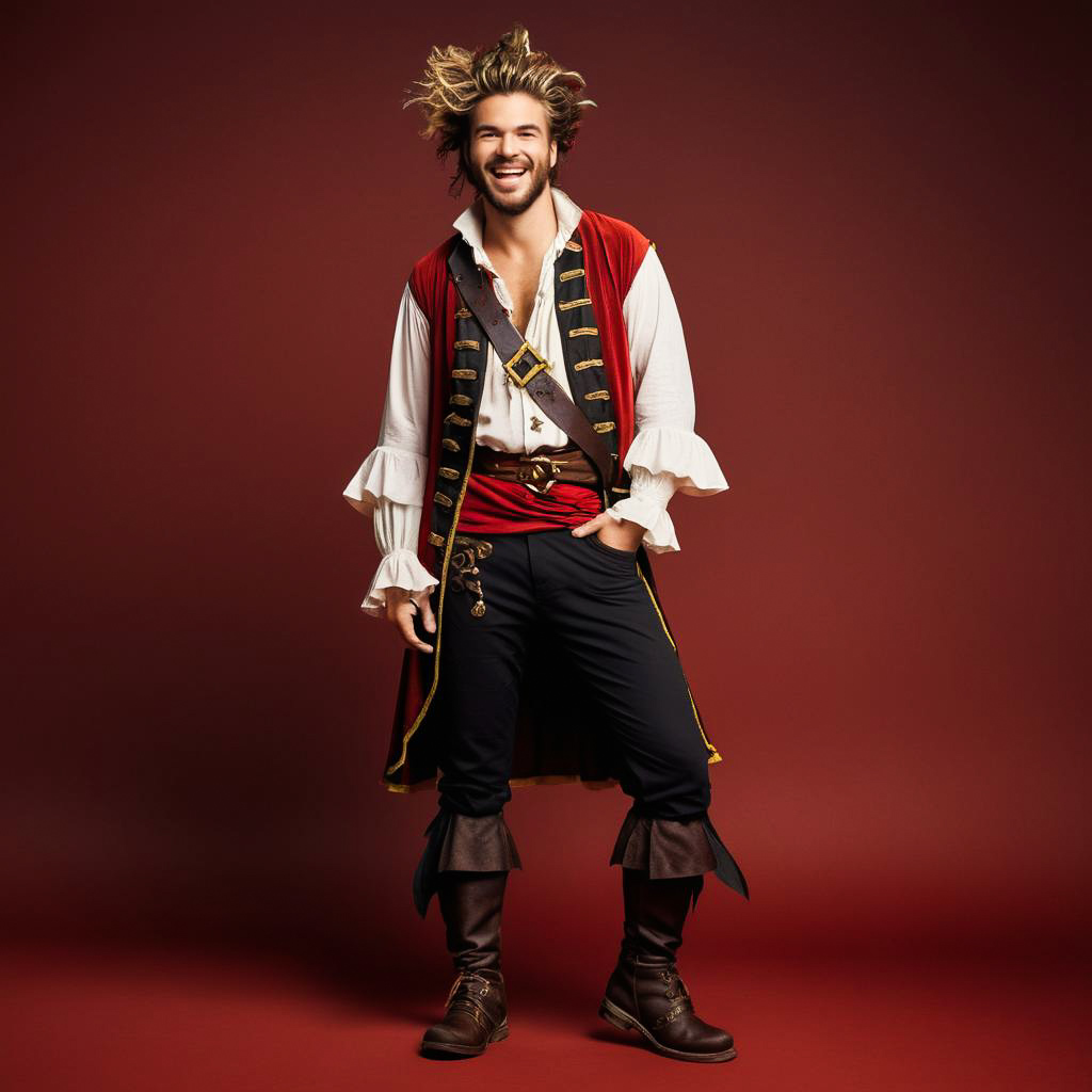 Cheerful Cabin Boy in Pirate Costume