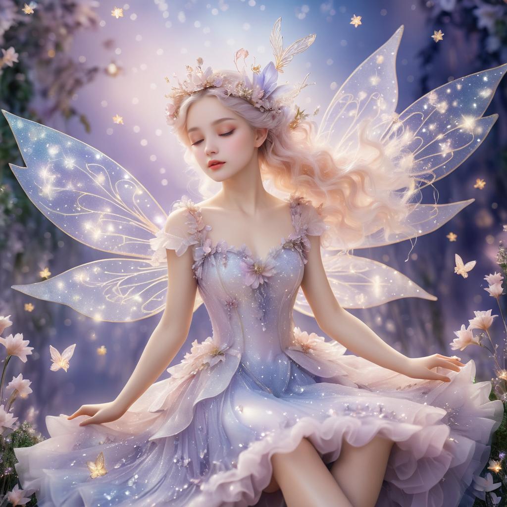 Elegant Dreamy Fairy in Floral Attire