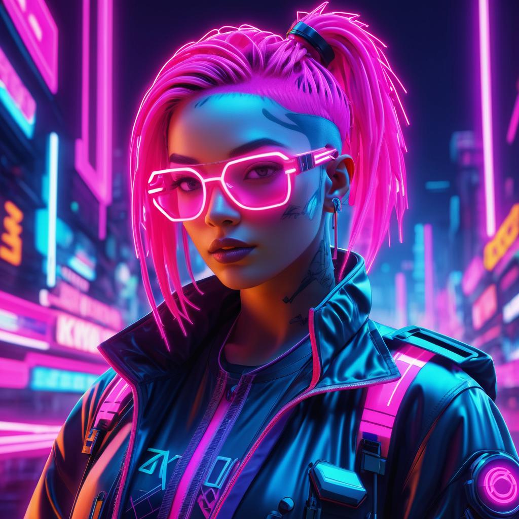 Vibrant Cyberpunk Character Illustration