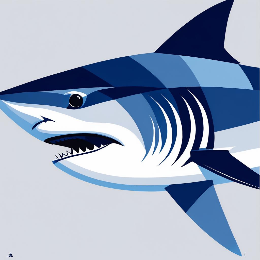 Stylized Navy and Gray Shark Portrait