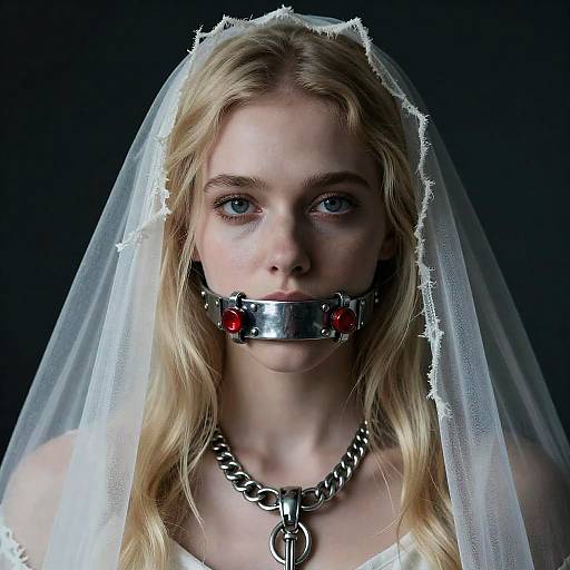 Striking Image of Gagged Woman in Veil