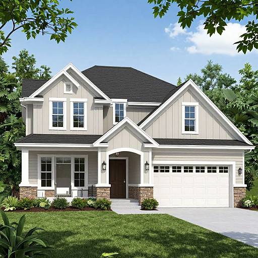 Symmetrical Cottage-Style House Plan