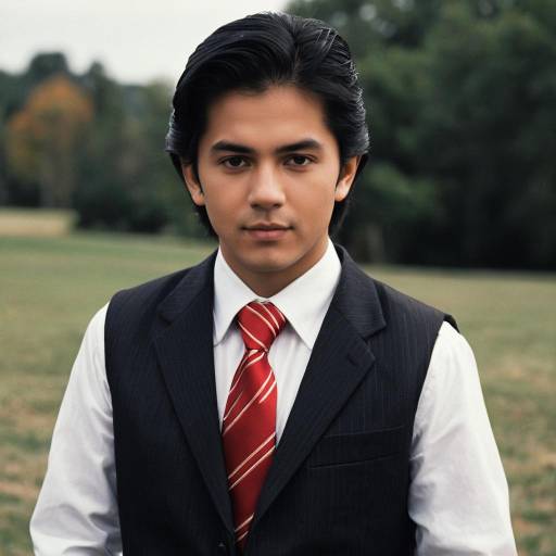 Young Man in Formal Suit with Red Tie Outdoors