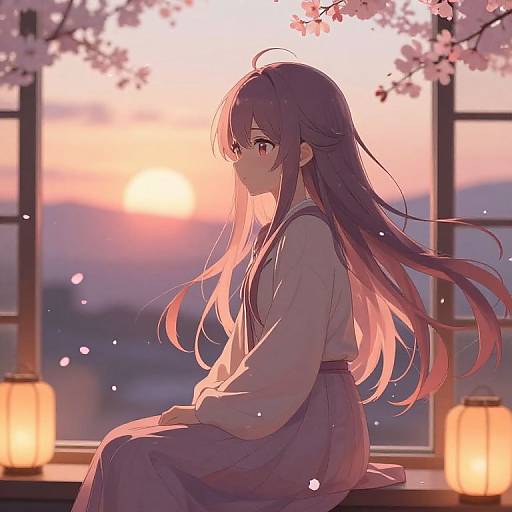 Dreamy Melancholic Anime Girl Portrait