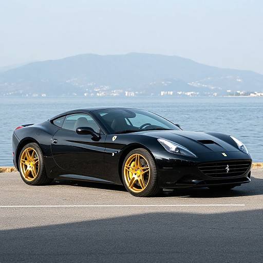 Glossy Black Ferrari California by Waterfront