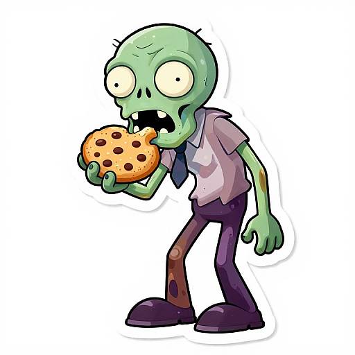 Cartoon Zombie Eating Cookie Sticker